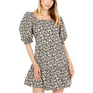 Levi’s Pink Black Floral Puff Sleeves Willa Trapeze Cotton Dress